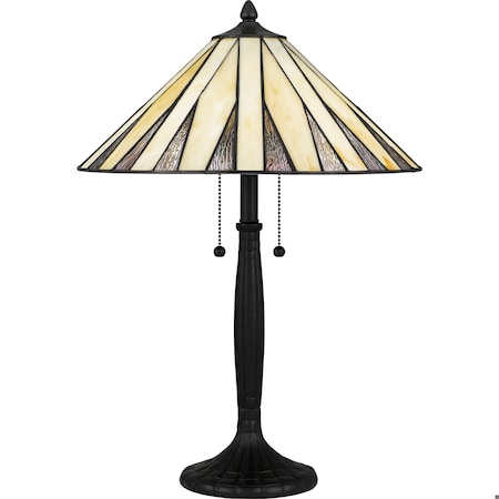 Quoizel Legend 2-Light Matte Black Table Lamp TF5617MBK